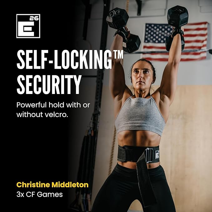 Element 26 Self-Locking Weight Lifting Belt - Premium Weightlifting Belt for Serious Functional Fitness and Olympic Lifting Athletes - Lifting Support for Men and Women - Deadlift Training Belt