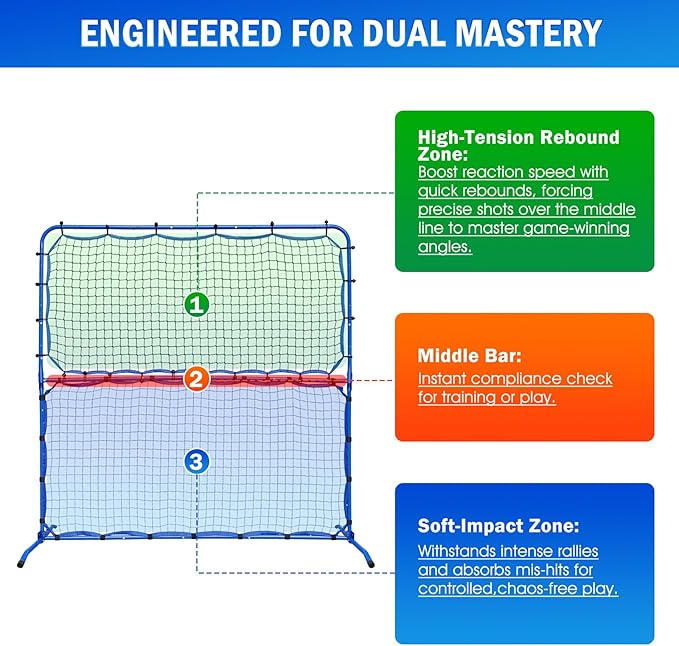 Pickleball Practice Rebounder Net for Dink Volley Solo Training Equipment, 7.9FT or 6FT 2in1 Mini Pickleball Net Portable Trainer for Outdoor Driveway Backyard Indoor Garage, Easy Setup & Storage