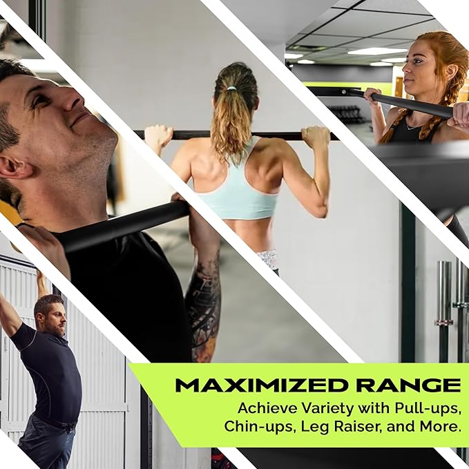 Heavy-Duty Wall Mounted Pull Up Bar - 500 lbs Weight Capacity | Maintain Upper Body Strength & Core Stability | Space Efficient Steel Chin Up Black Bar for Home & Gym Versatile Workouts