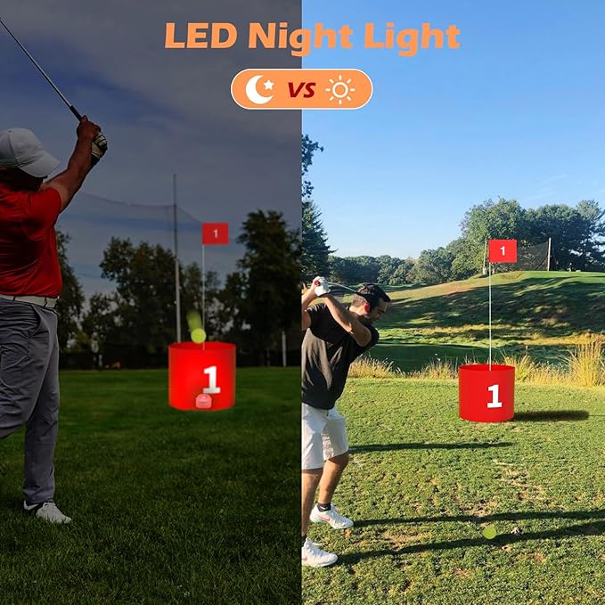 FOOING Golf Games, Golf Yard Set with LED Light, Portable Golf Practice Outdoor Games 6 Hole Set, Golf Simulators for Home Adults Kids Lawn, Beach, Yard, Camping