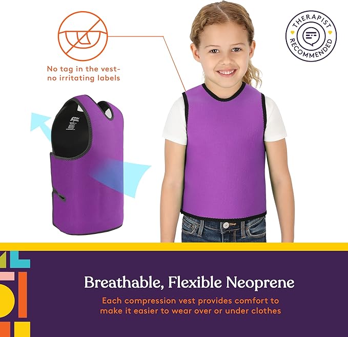 Special Supplies Sensory Compression Vest Deep Pressure Comfort (Purple, X-Small)