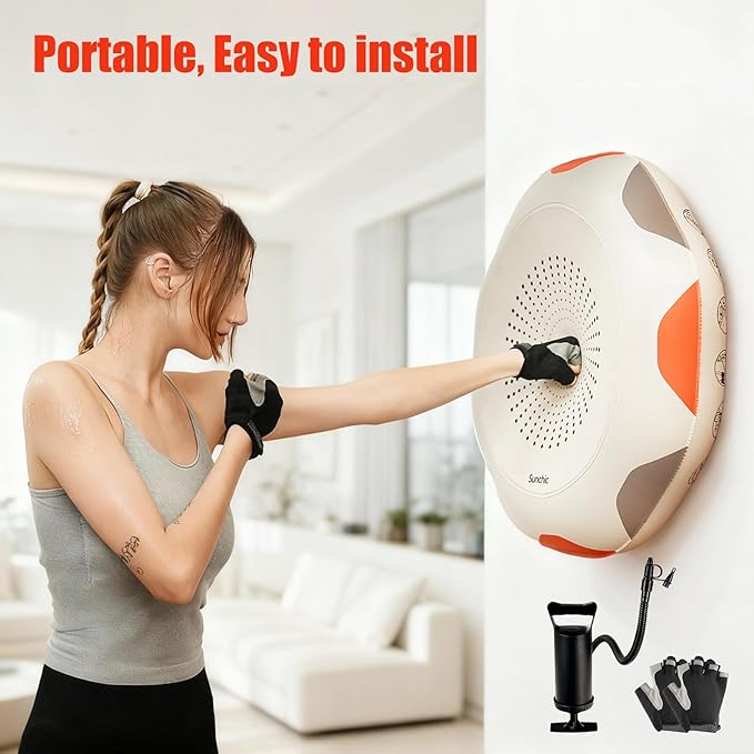 Inflatable Boxing Machine, Sunchic 2025 New Model Boxing Equipment with Boxing Gloves, Wall-Mounted Boxing Machine for Adults & Youth Boys and Girls,Interactive Professional Training, Stress Relief