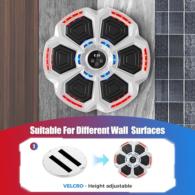 Music Boxing Machine for Adults,Smart Boxing Training Machine,Wall Target Punching Workout for Kids,Reflex Training Suitable for Home,Office,Gym,Fun Fitness Equipment