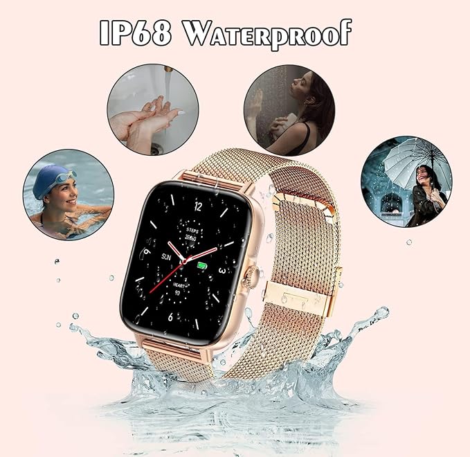 Smart Watch for Men Women (Answer/Make Call) - 1.9" Full Touch Screen Smartwatch iOS Android Compatible, Fitness Tracker Watch with Heart Rate Sleep Monitor, BP, SpO2, Step Counter (Steel Gold)