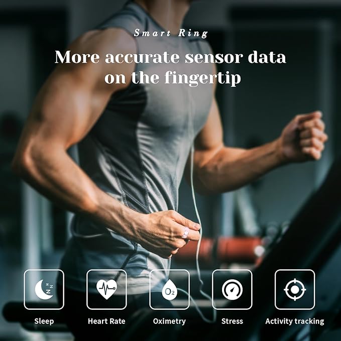 HitTopss Smart Ring, Fitness Tracking Smart Ring with Calories/Heart Rate/Blood Oxygen/Sleep Monitoring, IP68 Waterproof, No APP Subscription (Rose Gold, 10#)