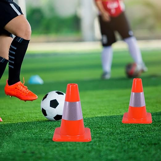 8 Pack 12" Traffic Cones with 4” Reflective Collars – Durable PVC Safety Cones for Parking, Construction, Sports & Training – High Visibility, Weather-Resistant