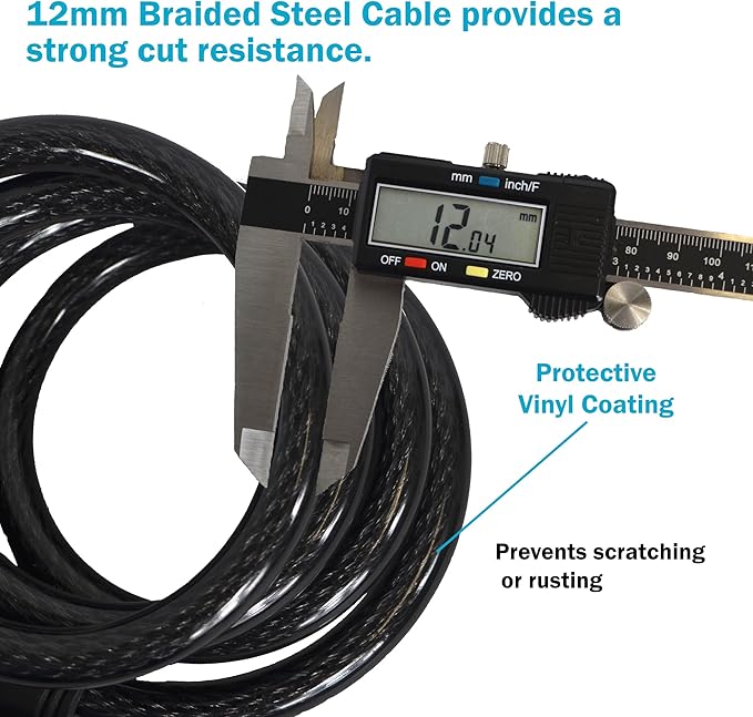 Lumintrail 6ft Heavy Duty Anti Theft Bike Lock Cable with Combinations - Bike Cable Lock with Mounting Bracket (1 Pack, Green)