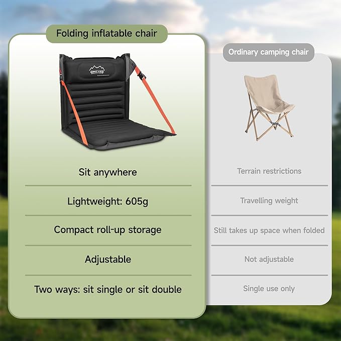 ONTYZZ Stadium Seats with Back Support Inflatable Portable Folding Comfort Seat Waterproof Cushion with Backrest for Sports Events Stadium and Camping