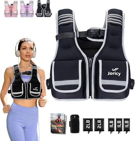 Weighted Vest Woman Men 5-12lb/9-16lb/17-24lb/23-30lb Body Weight Vest with 5 Adjustable Weights Weighted Vests with Zipper Women Rucking Vests for Walking Running Strength Training Workout