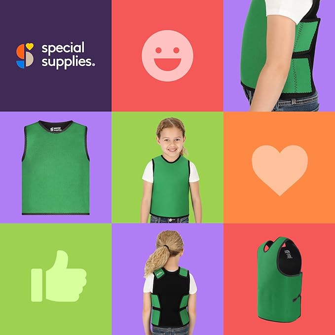 Special Supplies Sensory Compression Vest Deep Pressure Comfort (Green, X-Small)