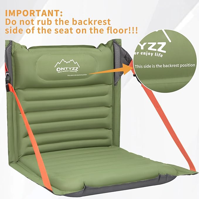 ONTYZZ Stadium Seats with Back Support Inflatable Portable Folding Comfort Seat Waterproof Cushion with Backrest for Sports Events Stadium and Camping