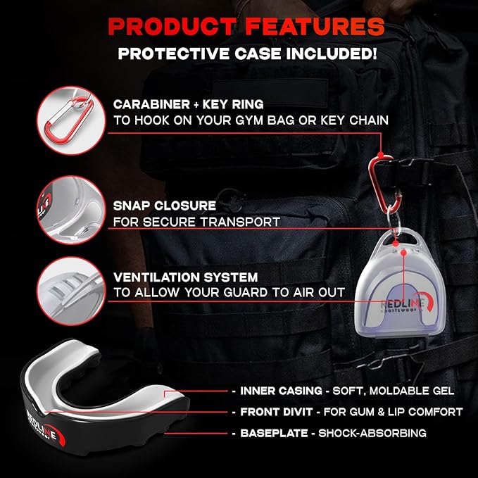 Sports Mouth Guard for Boxing, Football, MMA, Wrestling, Muay Thai, Hockey & Lacrosse Custom Fit Mouthguard for Men, Women, Kids & Youth Case Included, Comfortable, BPA Free, Braces Compatible