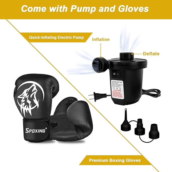 Freestanding Punching Bag for Adult Teens, 70" Heavy Punching Bag with Boxing Gloves and Electric Air Pump for Beginners Kickboxing Training MMA Muay Thai Fitness Office Home Gym