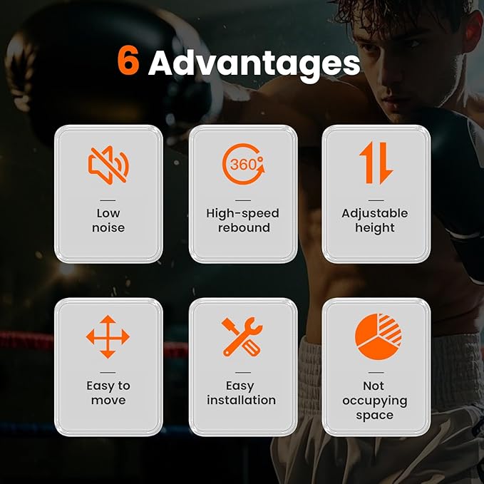 INNOLIFE Height Adjustable Boxing Bar, Boxing Spinning Bar with Punching Bag, Speed Trainer for Home Gym, Black