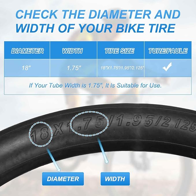 HARFINGTON Inner Tubes Width Rubber Bicycle Tubes with Standard Valve for MTB Mountain Dirt Bike