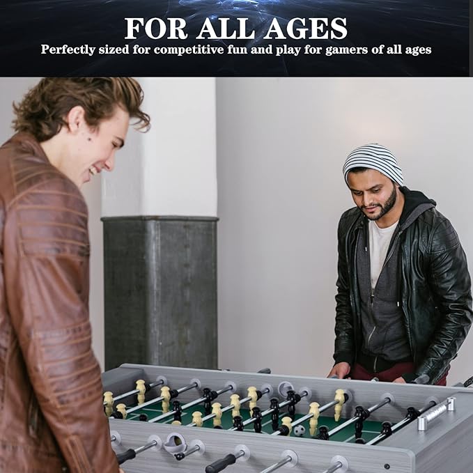 Large Size Foosball Table Adult Size, Full Size Soccer Game Table w/2 Balls, Leg Levelers & Heavy-Duty Legs, Durable Arcade Football Table for Game Room, Home, Office, Party