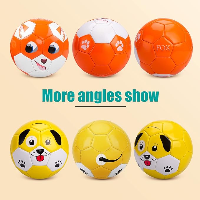Toddler Soccer Ball Size 2 - Soft Kids Soccer Ball 2 Pack for Ages 1-3 3-5 - Cartoon Sports Toys for Boys Girls - 5.8” Small Ball for Indoor/Outdoor Games for Yard Games
