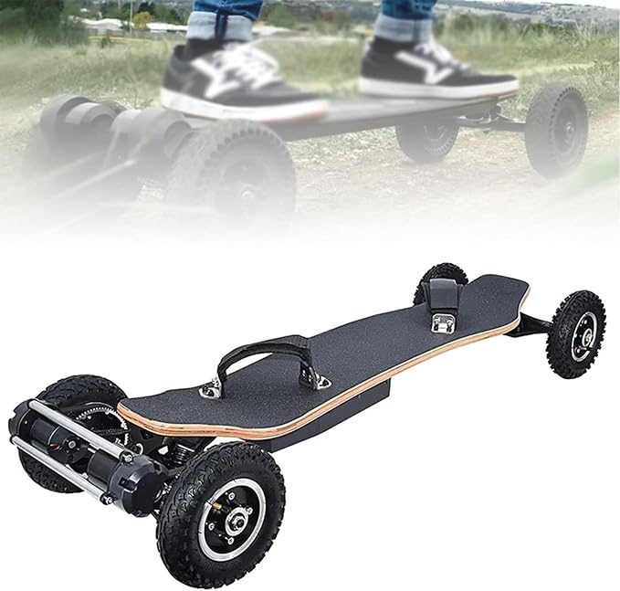 Off Road Electric Skateboard All Terrain Skateboard,Ultra-Long 25 Miles Range Mountain Board,Maximum Speed 40 km/h,1650Wx2 Motor,30°Climbing,Glass Up to120KG,10000mAh Battery,Remote Control
