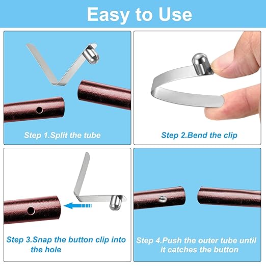 PATIKIL 11x9mm Kayak Paddle Snaps, 10 Pack Tent Pole Clips Steel V Shaped Single Pin Push Button Spring Clips Lock Tube Pole Clips for Camping Awning