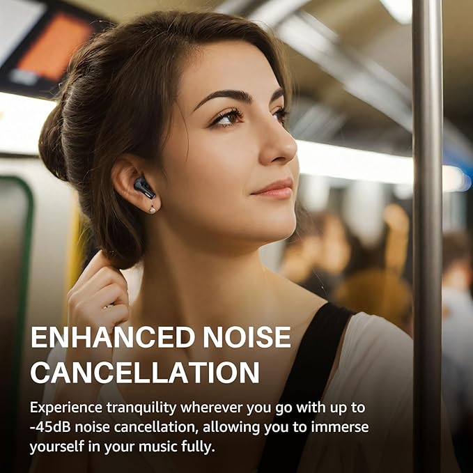 TOZO NC3 Hybrid Active Noise Cancelling Wireless Earbuds with 6 Mics AI Clear Call Ear Buds 55H Playtime with LED Display 32 Preset EQs via APP Bluetooth 5.3 IPX8 Waterproof in Ear Headphones