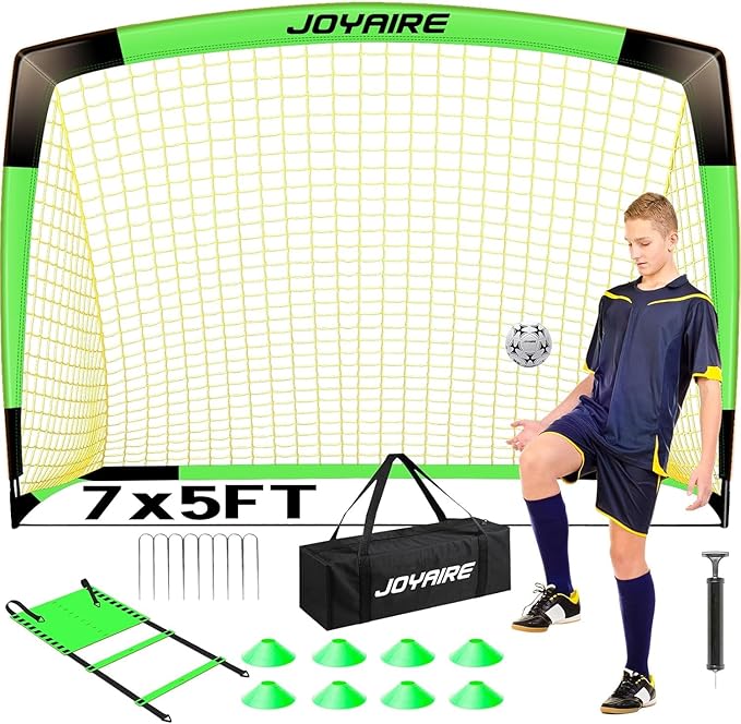Kids Soccer Goals for Backyard Set, Portable Toddler Soccer Goal 2 of 6x4 ft, 4x3 ft, 7x5 ft, Soccer Training Equipment, Pop Up Soccer Net Kit with Size 4 Soccer Ball, Outdoor Sports Play, Youth Game