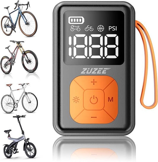 Mini Bike Pump, 150 PSI Portable Bicycle Pump with Gauge, 3X Faster & Auto Stop & Brushless Motor, Electric Bike Tire Pump with Presta and Schrader Valve for Road Bike, MTB, Motorcycle, Ball,etc