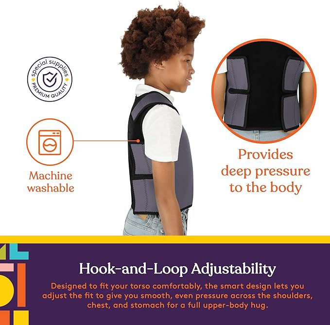 Special Supplies Sensory Compression Vest Deep Pressure Comfort (Grey, Small)