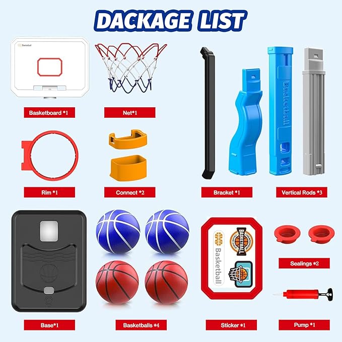 Toddler/Kids Basketball Hoop，Adjustable Height Poolside Mini Basketball Hoop, Swimming Pool Basketball Toys ，Indoor Outdoor Play Portable Basketball Games, Perfect Sports Gift for Boys Girls Age 3-12