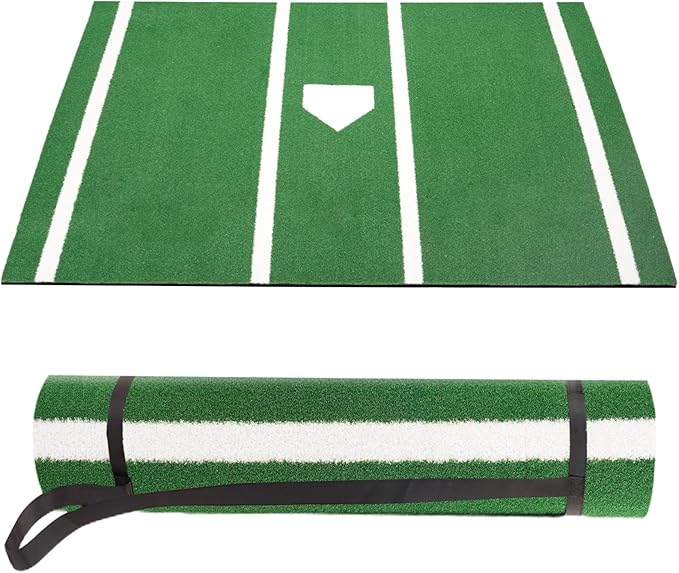 Baseball Hitting Mat, Home Plate Mat with Anti-Slide Rubber Back, 6’ x 4’ | 10’ x 3.8‘ | 12‘ x 6’ Portable Batters Box Turf Mat Baseball for Hitting Practice - Indoor and Outdoor Use