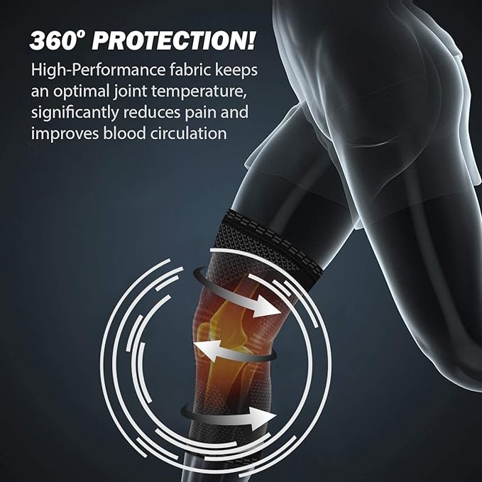 POWERLIX Knee Compression Sleeve (Pair) - Best Knee Brace for Knee Pain for Men & Women – Knee Support for Running, Basketball, Volleyball, Weightlifting, Gym, Workout, Sports - (Black S)