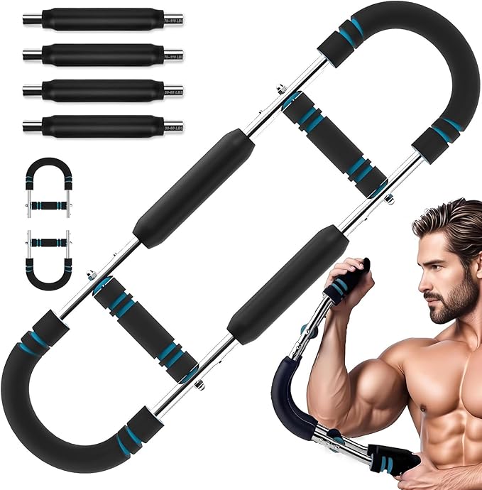Twister Arm Trainer for Men & Women - Adjustable Chest Workout Equipment with 4-Spring Resistance (30-110Lbs) | Forearm Strengthener Exerciser for Home Gym Fitness Training & Strength Building