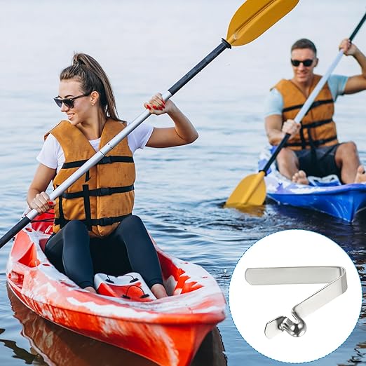 PATIKIL 7x6mm Kayak Paddle Snaps, 16 Pack Tent Pole Clips Steel V Shaped Single Pin Push Button Spring Clips Lock Tube Pole Clips for Camping Awning