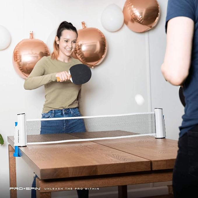 PRO SPIN Retractable Ping Pong Net – 72" Table Tennis Net with Clamps | Portable Ping Pong Net for Any Table | Includes Custom Mesh Storage Bag | Replacement Table Tennis Net Posts
