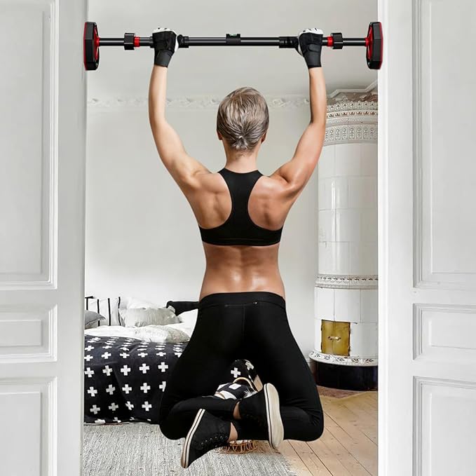 Pull Up Bar for Doorway, Adjustable Pull Up Bar, 25.5“-39.4” Telescopic Upper Body Strength Training System with Locking, Max 440lbs Steel Portable Door Frame Pullups BAR for Home, Gym