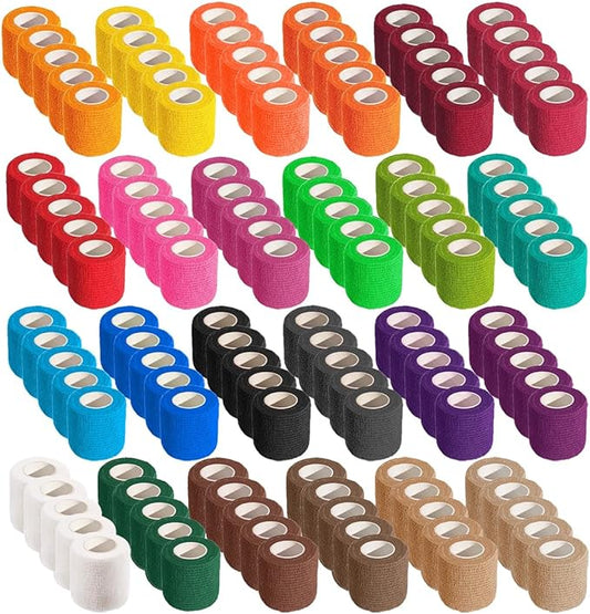 125 Rolls Self Adhesive Bandage Wrap 2 inch Cohesive Bandage Wrap Stretch Bandages Wraps Tape Elastic Self-Adherent Tape for Wrist Ankle Sports Swelling Sprains （Rich Color）