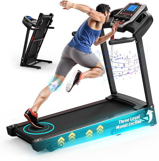 Treadmills for Home Walking Pad Treadmill Folding Treadmill with Incline 3.5HP Quiet Brushless, Running Machine 330 Lbs Capacity, App, Pulse Sensor Heart Rate with LCD Display Holder for Cup & Phone