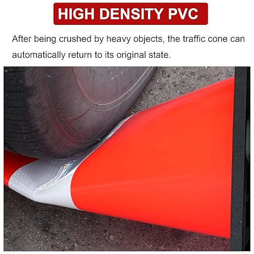 OrangeStar 12" Traffic Cones 6-Pack, Orange Safety Cones with Reflective Collar, Heavy Duty Base for Driving Practice, Parking Lots, Roadwork, Construction | Indoor & Outdoor Use