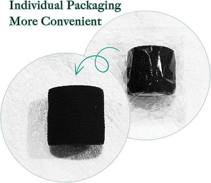 125 Rolls Self Adhesive Bandage Wrap 2 inch Cohesive Bandage Wrap Stretch Bandages Wraps Tape Elastic Self-Adherent Tape for Wrist Ankle Sports Swelling Sprains （Black）