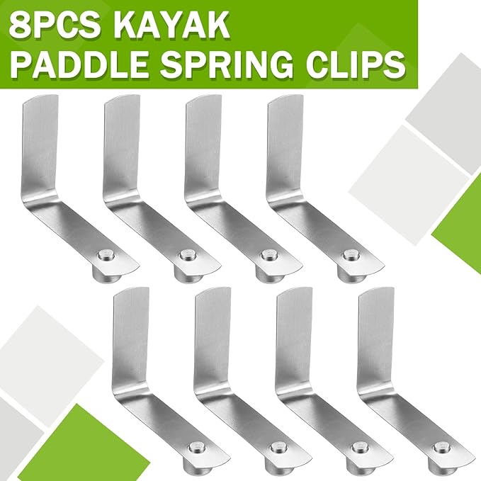 Moxweyeni 8 Pieces Push Button Spring Clips Tent Pole Clips Stainless Steel Kayak Paddle Spring Snap Clips Locking Tube Pin for Camping Kayak Paddle Tent Pole
