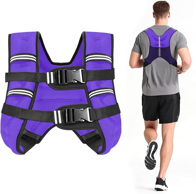 Zikopomi Weighted Vest Woman Man, 6lb/8lb/12lb/16lb/20lb/25lb/30lb Weight Vest with Reflective Stripes for Workout, Strength Training, Running, Fitness, Muscle Building, Weight Loss, Rucking Vest