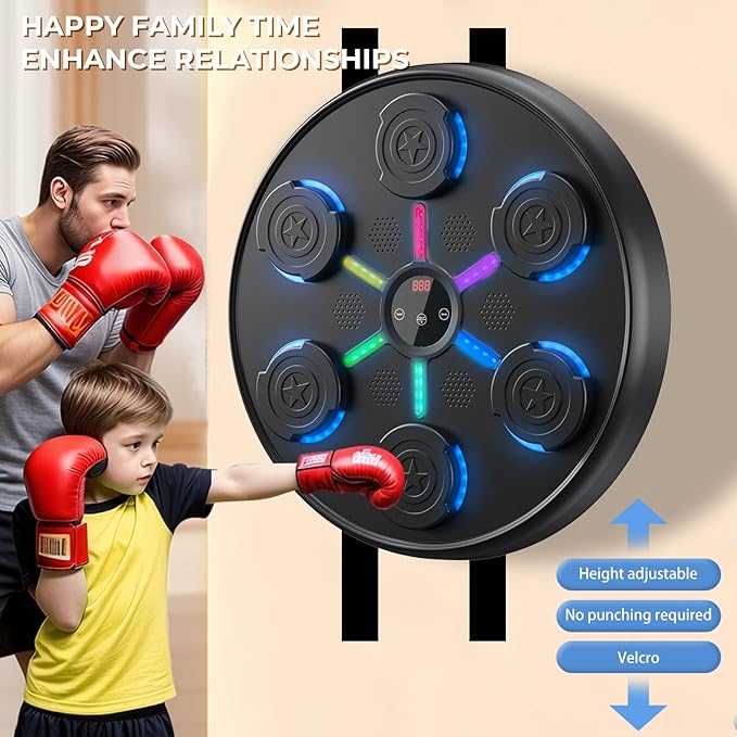 2025 New Music Boxing Machine with Boxing Gloves, Wall-Mounted, Upgraded Large Smart Bluetooth Music Boxing Target Workout Equipment for Home, Suitable for Kids and Adults（19.29''x19.29''x2.17''）