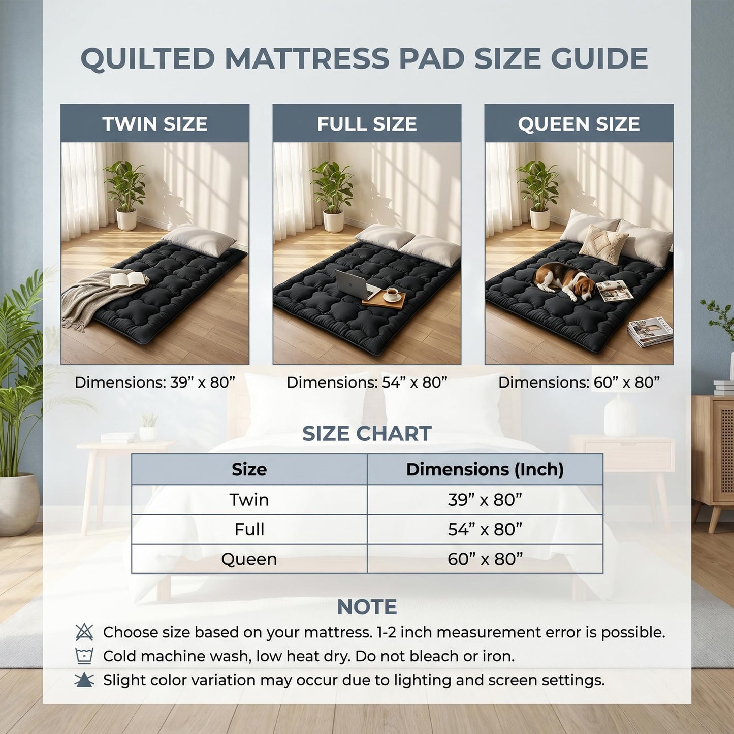 FARINA Japanese Futon Mattress Floor Mattress, Twin Size Shredded Memory Foam Roll Up Foldable Tatami Mat, Portable Sleeping Pad for Living Room Guest Room (Black, Twin)