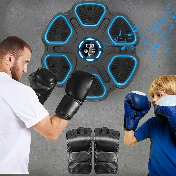 Music Boxing Machine, Large Size Music Punching Machine for Adults Kids, Interactive Boxing Target Wall Mounted with Gloves, Gift for Men, Christmas Gifts