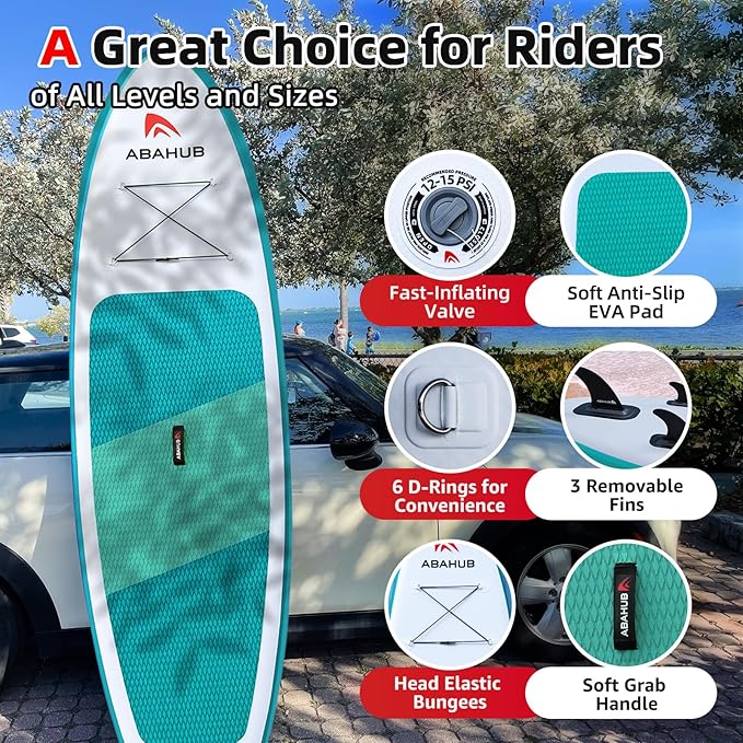 Abahub Inflatable SUP, Wide 10'6" x 31"/34" x 10'6" iSUP, Blue Standup Paddleboard with Adjustable SUP Kayak Paddle, for Yoga, Paddle Board, Kayaking, Surf, Canoe, Fishing