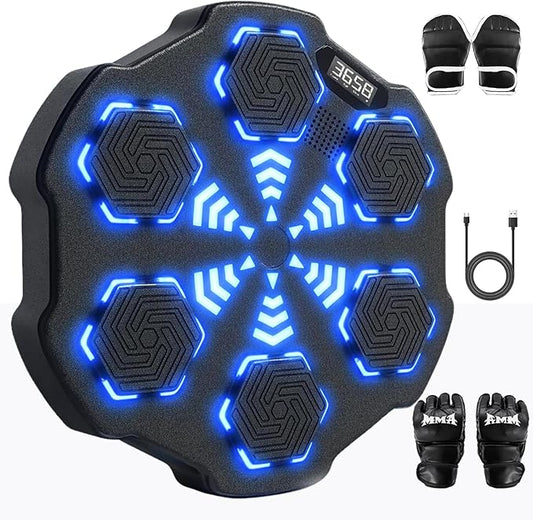 EPHESPORT Music Boxing Machine with Adult & Kids Gloves, Large Size Wall Mounted Electronic Bluetooth Punching Target for Adults | Teens | Kids, 9 Speed ＆ Modes, Fun Chrismas Gifrs for Family