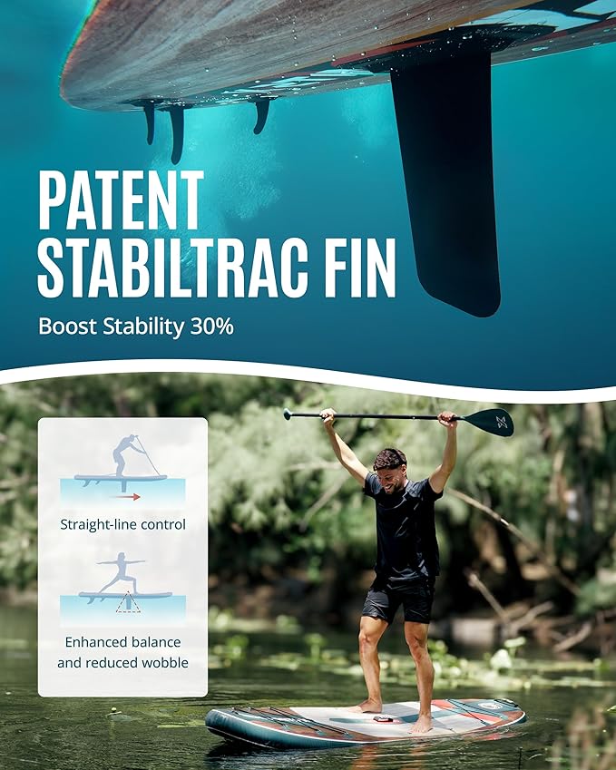 ZLX Inflatable Stand Up Paddle Board, 10'6" SUP Non-Slip Stable Deck Pad, Unique Center Fin, Premium Accessories, Portable Paddleboard for Adults, Beginners, All Skill Levels