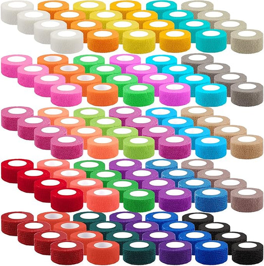BQTQ 120 Rolls Self Adhesive Bandage Wrap 1 Inch Self Adherent Wrap Colored Wrap Tape Sticky Bandage Athletic Wrap Self Adhesive Wrap for Sports Vet Wrist Ankle Sprains(Rich Color)