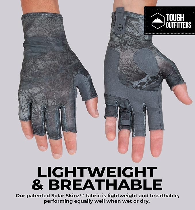 Tough Outdoors UV Fishing Gloves - Fingerless, Kayaking & Sailing - UPF 50+ Sun Protection