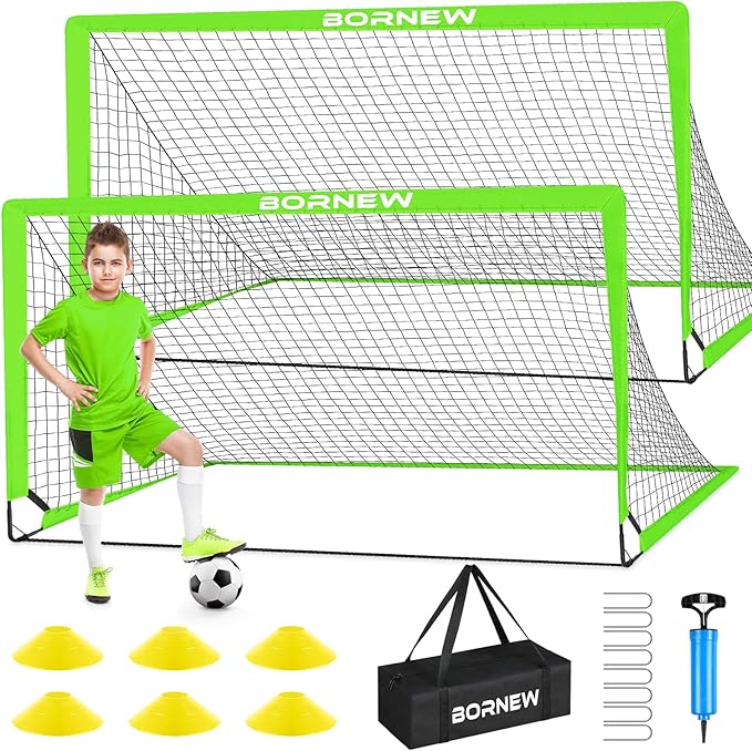 Kids Soccer Goal for Backyard Set - 2 Set of 6X4 / 4X3 ft Toddler Soccer Nets Training Equipment, Soccer Ball, Pop Up Portable Soccer Set for Kids and Youth Games and Training Goals Ages 3-16 Gift