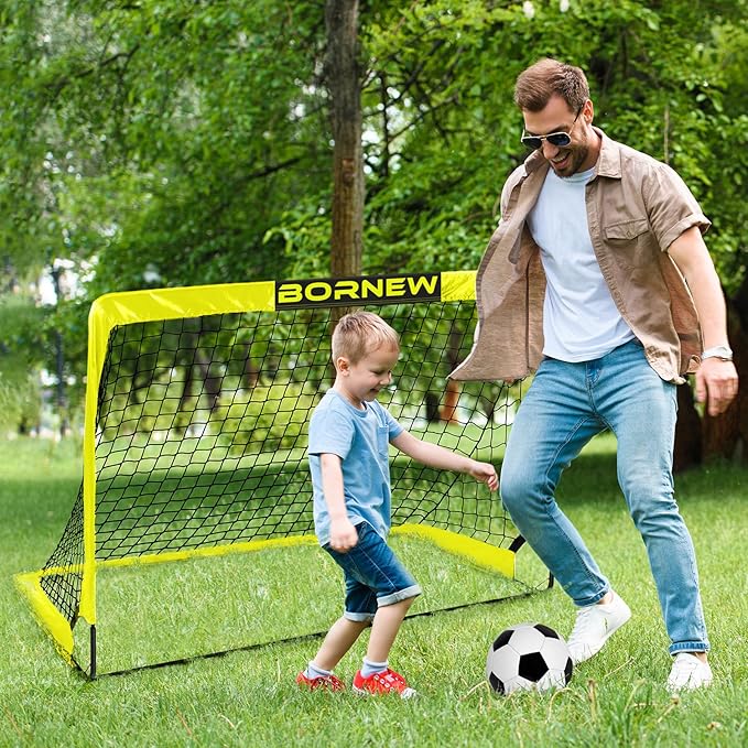 Kids Soccer Goal for Backyard Set - 2 Set of 6X4 / 4X3 ft Toddler Soccer Nets Training Equipment, Soccer Ball, Pop Up Portable Soccer Set for Kids and Youth Games and Training Goals Ages 3-16 Gift